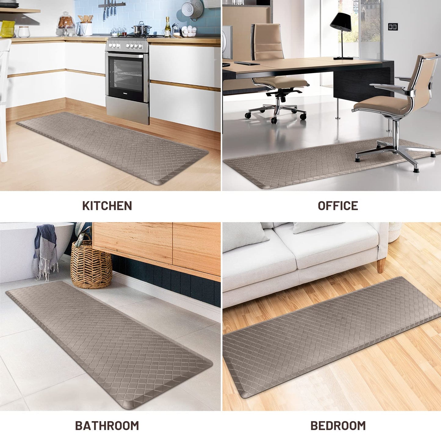 HappyTrends Floor Mat Cushioned Anti-Fatigue ,17.3"x28",Thick Waterproof Non-Slip Mats and Rugs Heavy Duty Ergonomic Comfort Rug for Kitchen,Floor,Office,Sink,Laundry,Black