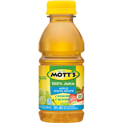 Mott's 100% Original Apple Juice, 8 Fl Oz Bottles, 24 Count (4 Packs Of 6), 2 Servings Of Fruit, 100% Fruit Juice, Gluten-free, Caffeine-free, Kosher, Contains No Artificial Colors Or Sweeteners