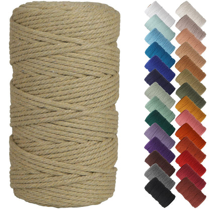 NOANTA Natural Macrame Cord 3mm x 109Yards, Beige Macrame Rope, Cotton Cord for Wall Hanging, Plant Hangers, Christmas Crafts, Knitting