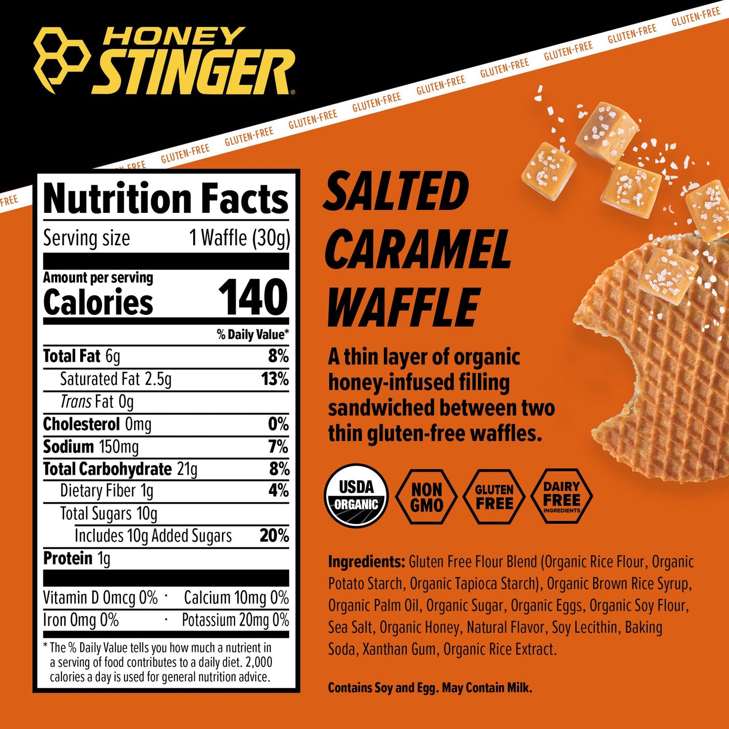 Honey Stinger Organic Honey Waffle | Energy Stroopwafel for Exercise, Endurance and Performance | Sports Nutrition for Home & Gym, Pre and Post Workout | Box of 16 Waffles, 16.96 Ounce (Pack of 16)