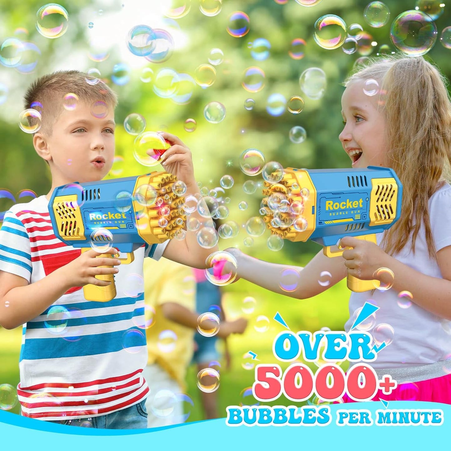 Toys for 3-8 Year Old Boys Girls: 2 Pack Bubble Machine for Kids with Bubble Solution, Gifts for 3 4 5 6 7 8 Years Old Boy Birthday Toy for Kid Toddlers Ages 4-6 Outdoor Wedding Bubbles Wands