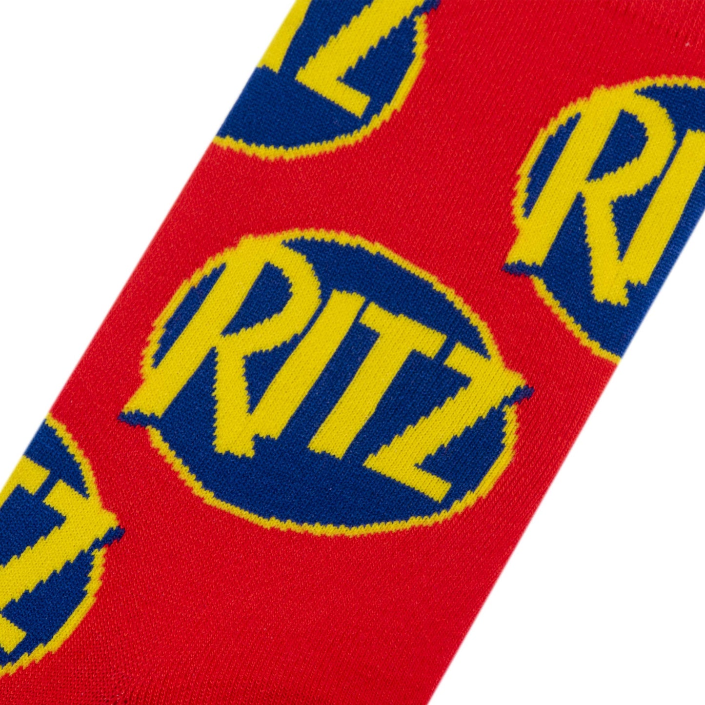 Crazy Socks for Men, Ritz Cracker, Funny Snack Food Novelty Print, Crew, Large