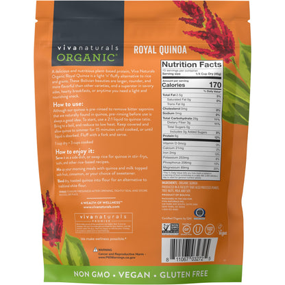 Viva Naturals Organic Quinoa, 64 oz (4 lb) - Plant Based Protein, Fiber and Iron - Pre-Washed Whole Grain Rice and Pasta Substitute for Quinoa Salad - USDA Organic, Gluten Free, Vegan, Non-GMO and Kosher