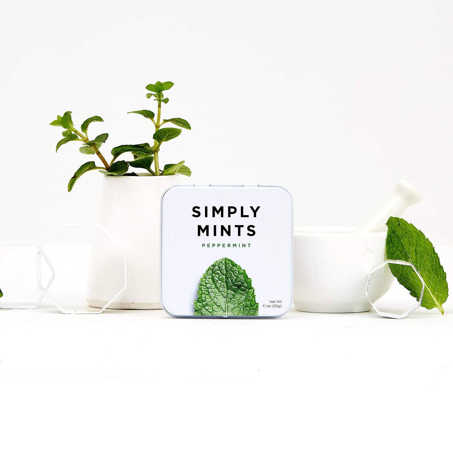 Natural Breath Mints by Simply Gum | Peppermint | Pack of Six (180 Pieces Total) | Breath Freshening, Vegan, Non-GMO, Nothing Artificial