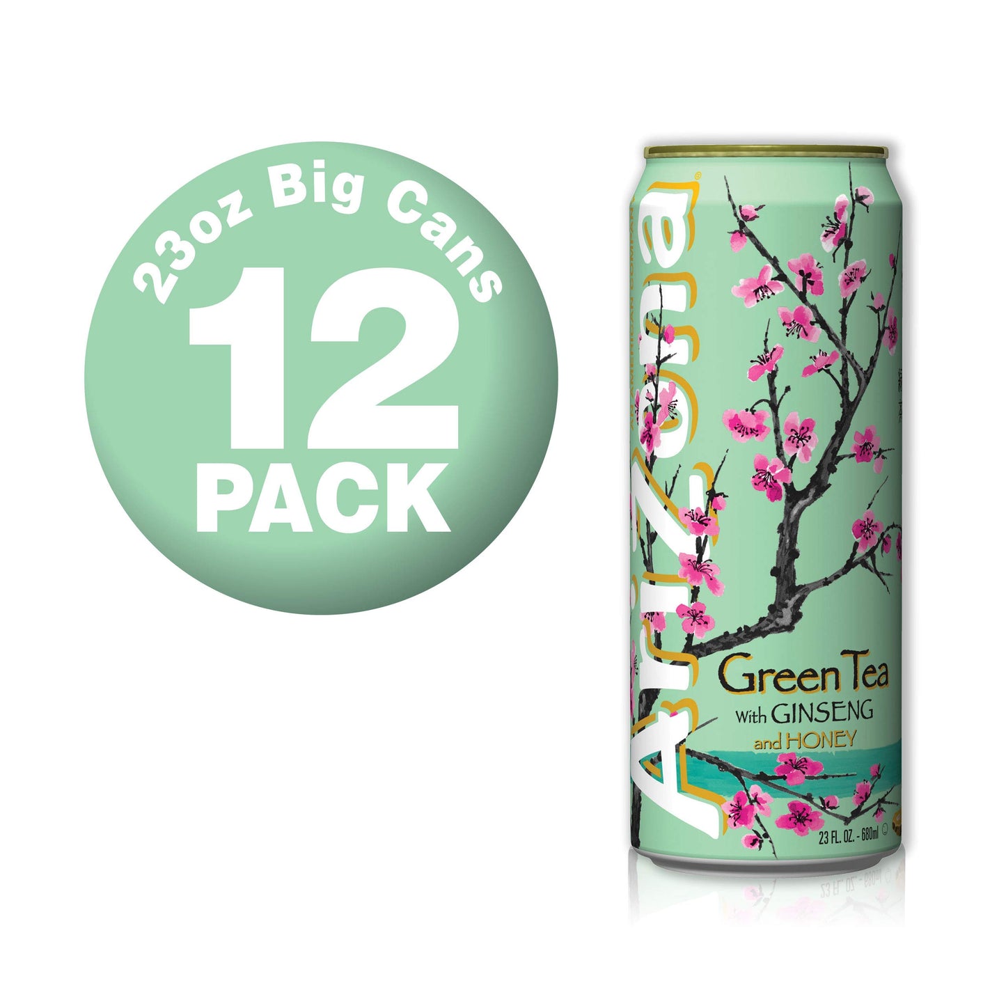 AriZona Green Tea with Ginseng and Honey - Big Can, 22 Fl Oz (Pack of 24)