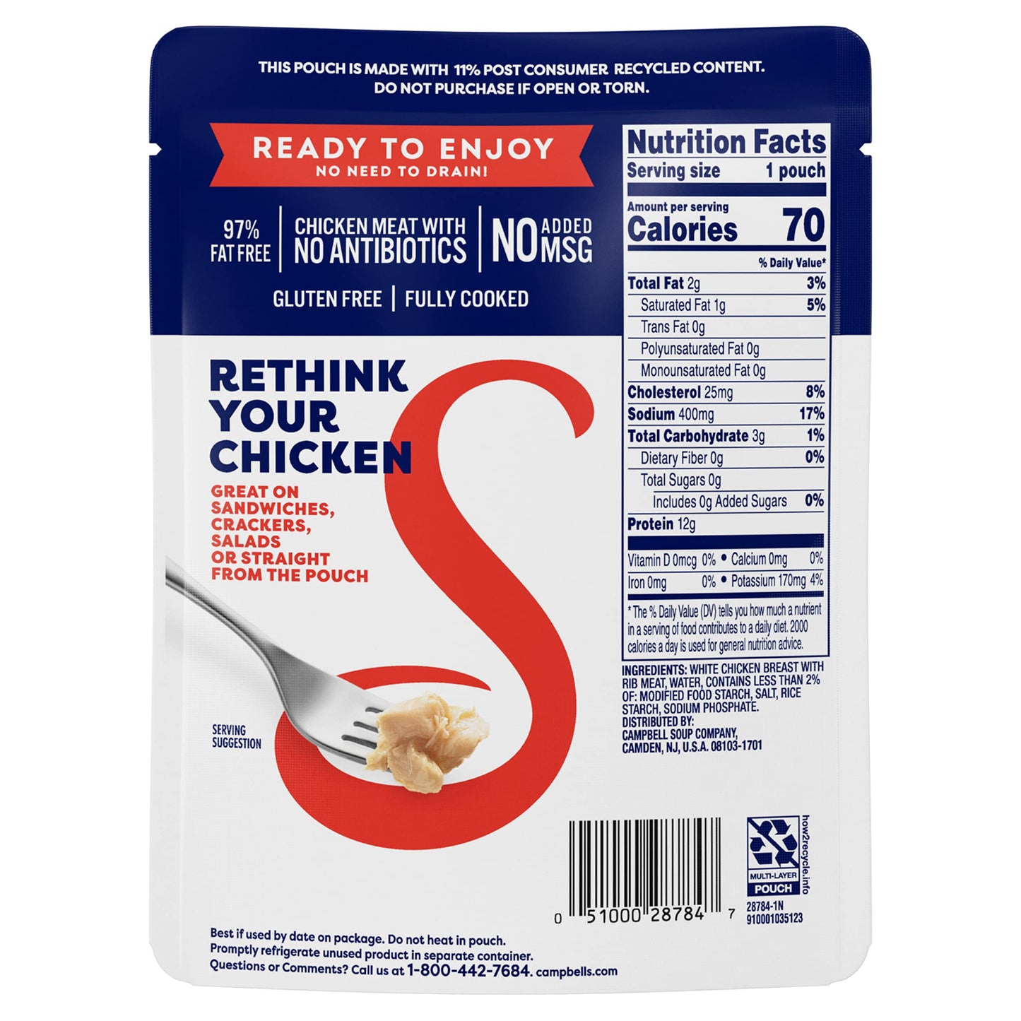 Swanson White Premium Chunk Canned Chicken Breast in Water, Fully Cooked Chicken, 4.5 OZ Can (Pack of 4)