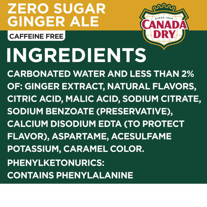 Canada Dry Zero Sugar Ginger Ale Soda, 12 fl oz cans (Pack of 12)