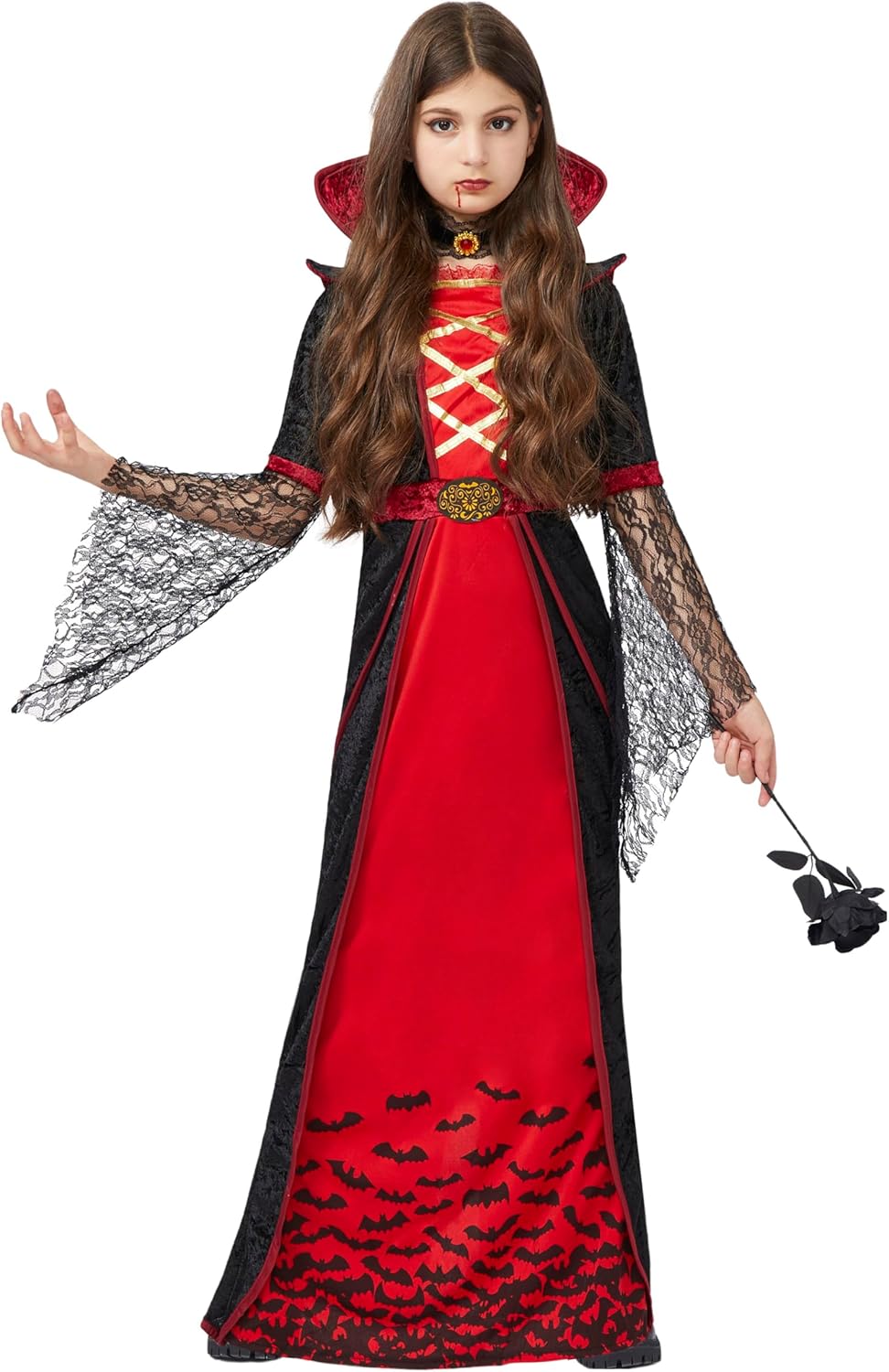 Spooktacular Creations Royal Vampire Costume for Girls Deluxe Set Halloween Gothic Victorian Vampiress Queen Dress Up Party