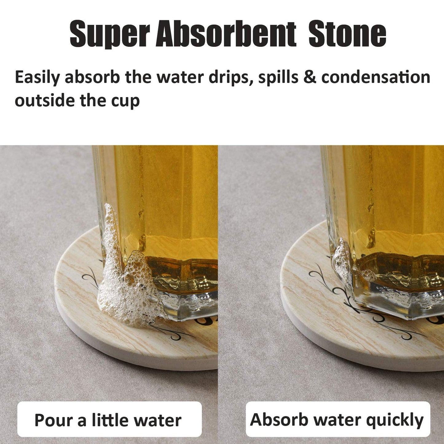 Coasters for Drinks, Funny Drink Coasters Absorbent with Holder 6 Pcs Absorbing Stone Funny Coaster Gift Set Housewarming Gift New Home Apartment Kitchen House Decor Gift for Women Men