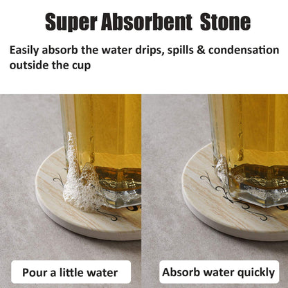 Coasters for Drinks, Funny Drink Coasters Absorbent with Holder 6 Pcs Absorbing Stone Funny Coaster Gift Set Housewarming Gift New Home Apartment Kitchen House Decor Gift for Women Men