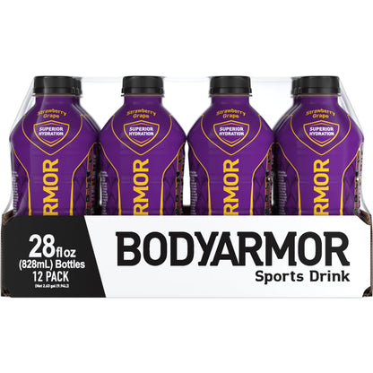 BODYARMOR Sports Drink Sports Beverage, Strawberry Banana, Coconut Water Hydration, Natural Flavors With Vitamins, Potassium-Packed Electrolytes, Perfect For Athletes, 12 Fl Oz (Pack of 8)