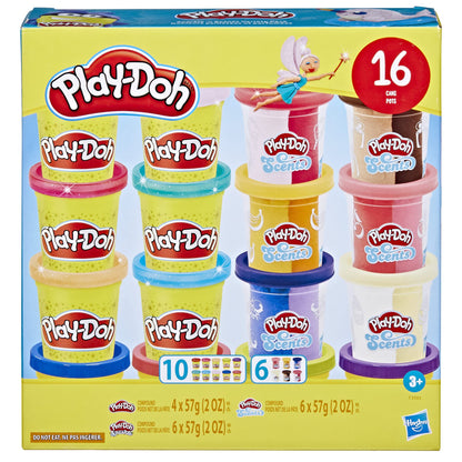 Play-Doh Sparkle and Scents Variety Pack of 16 Cans of Modeling Compound and 4 Tools, Arts and Crafts Toy for Kids 3 and Up, Non-Toxic