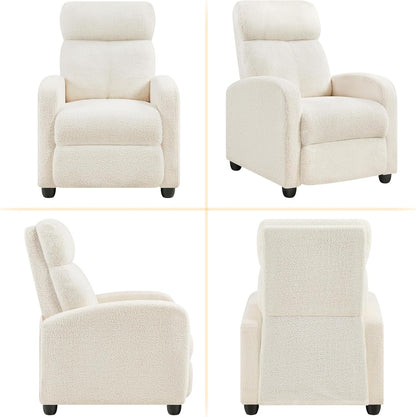 Yaheetech Fabric Recliner Chair Single Sofa Home Theater Seatting Adjustable Modern Single Reclining Chair for Living Room Bedroom Home Theater Ivory