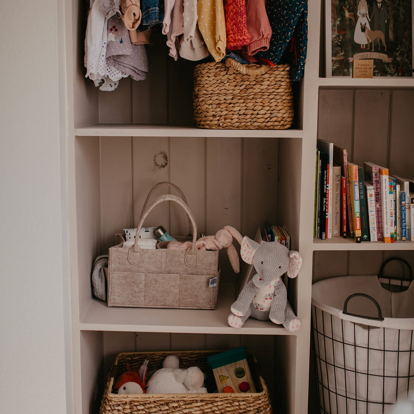 Parker Baby Diaper Caddy - Nursery Storage Bin and Car Organizer for Diapers and Baby Wipes (Oatmeal, Regular)