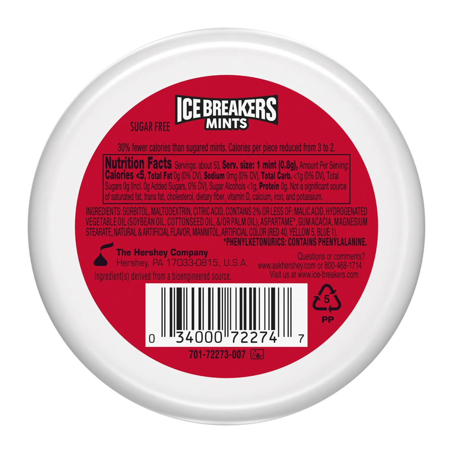 ICE BREAKERS Duo Fruit Plus Cool Strawberry Sugar Free Breath Mints Tins, 1.3 oz (8 Count)