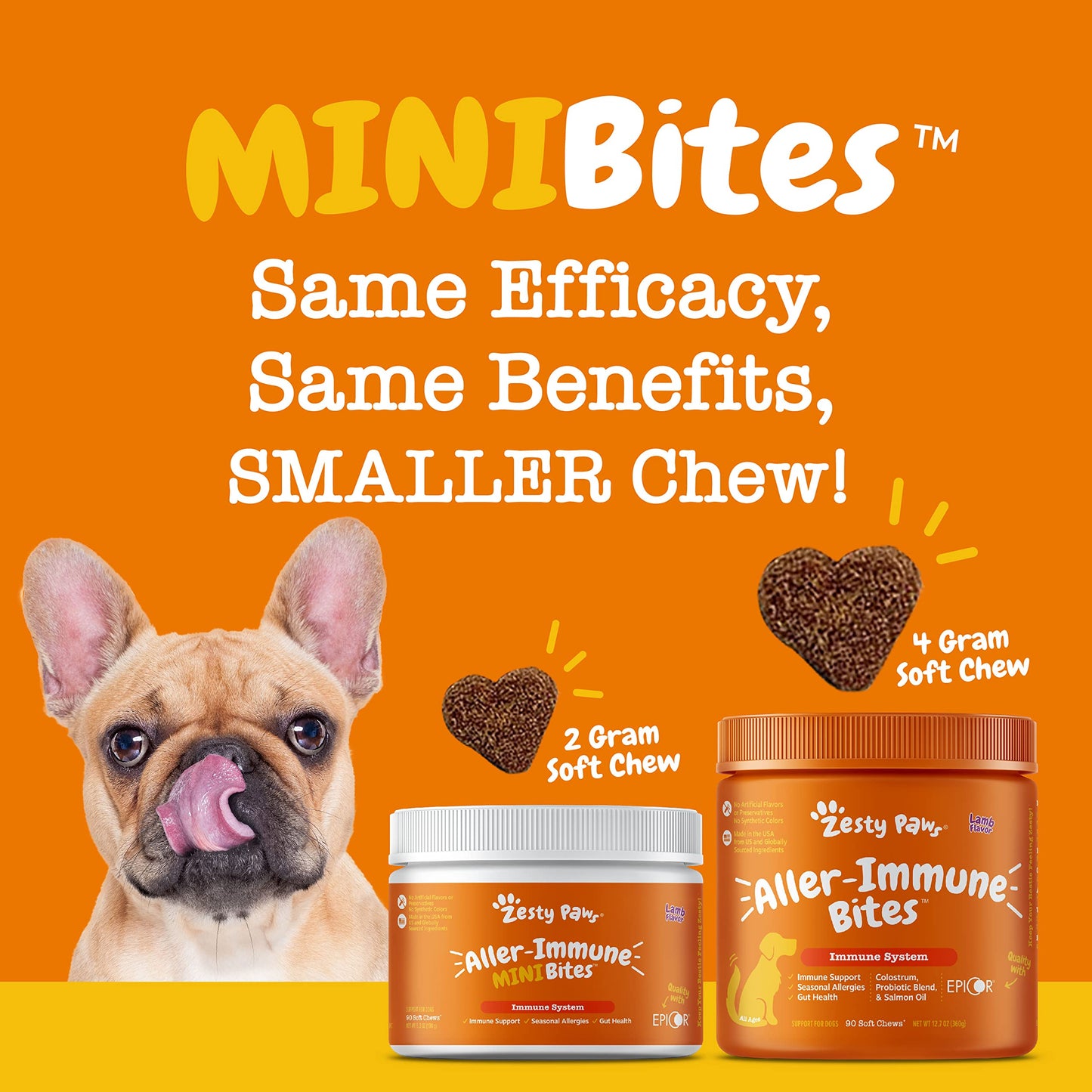 Zesty Paws Dog Allergy Relief - Anti Itch Supplement - Omega 3 Probiotics for Dogs - Digestive Health - Soft Chews for Skin & Seasonal Allergies - with Epicor Pets - Lamb - 50 Count