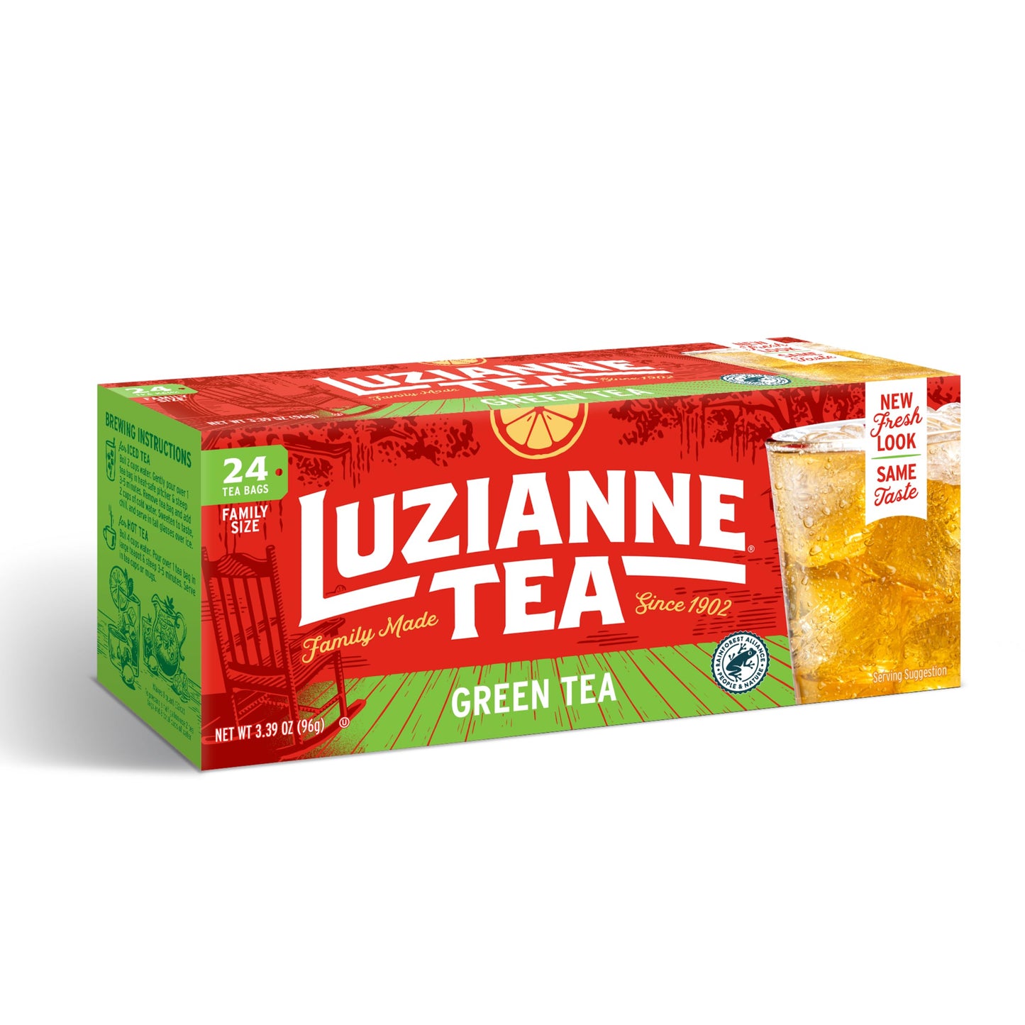 Luzianne Decaffeinated Iced Tea Bags, Family Size, 24ct Box (Pack of 6)