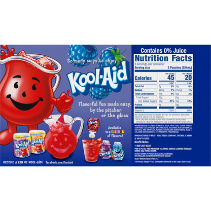 Kool-Aid Jammers Blue Raspberry Flavored Kids 0% Juice Drink (10 ct Box, 6 fl oz Pouches)