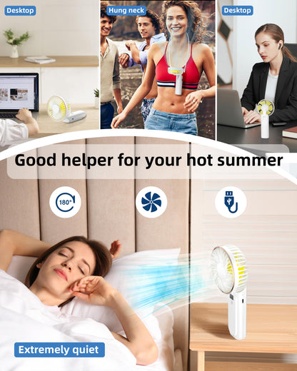 TUNISE Portable Handheld Fan, Portable Fan Rechargeable, 4000mAh, 180° Adjustable, 6 Speed Wind, Display Electricity in Real Time, USB Rechargeable Foldable Fan, Quiet Personal Fan as the Power Bank