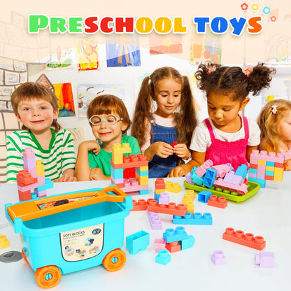 Top STEM Soft Building Block Sets for Kids Aged 18 months to 6 years old.Mega Building Blocks for preschool.Large Construction Block Toys for Toddler to Improve Imagination、Creativity、Hands-on Ability