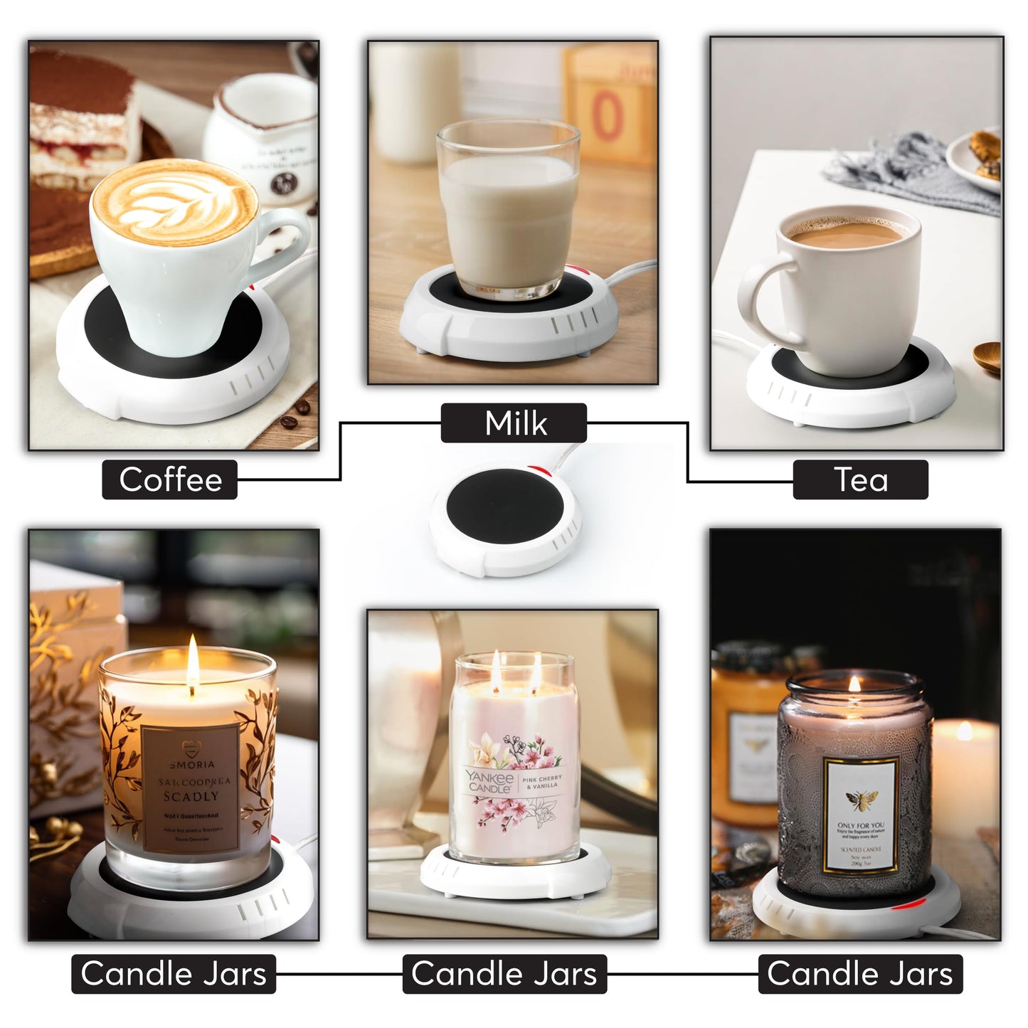 Large Candle Warmer Plate Safely Releases Scents without a Flame - Used as Candle Jar Warmer, Coffee Warmer, Mug Warmer, Cup Warmer, Tea Warmer Desk in Your Home & Office, 1 Pack, Pink