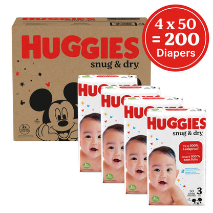 Huggies Size 2 Diapers, Snug & Dry Baby Diapers, Size 2 (12-18 lbs), 100 Count, Packaging May Vary