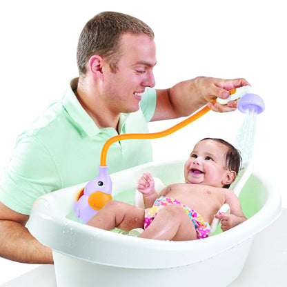 Yookidoo Baby Bath Shower Head - Elephant Water Pump with Trunk Spout Rinser - Control Water Flow from 2 Elephant Trunk Knobs for Maximum Fun in Tub or Sink for Newborn Babies