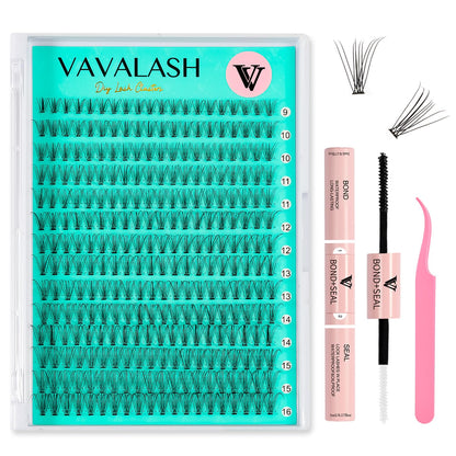 VAVALASH DIY Lash Extension Kit 280 Clusters Individual Lashes Kit 30D 40D 0.07D-10-16mm Lash Clusters, Lash Bond and Seal, Lash Tweezer for DIY Eyelash Extension at Home（Kit-30D+40D-0.07D-10-16MIX）