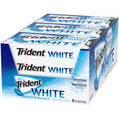 Trident White Peppermint Sugar Free Gum, 16 Count (Pack of 9)