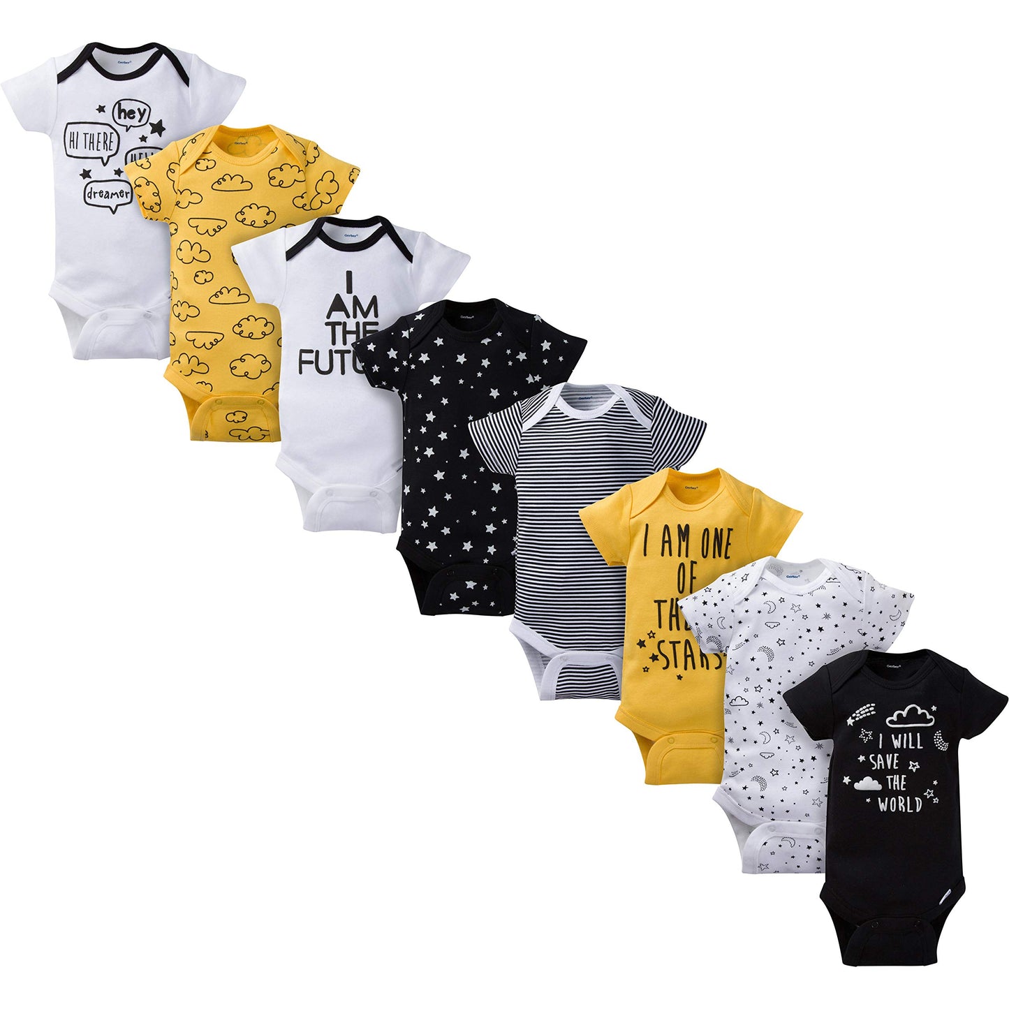 Gerber Unisex-Baby 8-Pack Short Sleeve Onesies Bodysuits