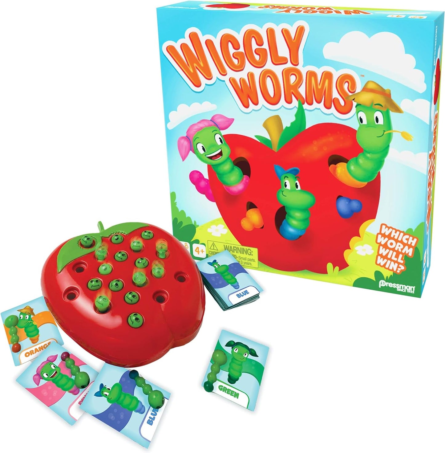 Pressman Wiggly Worms Game - Color Matching Memory Preschool Game, Kids Ages 4 and Up