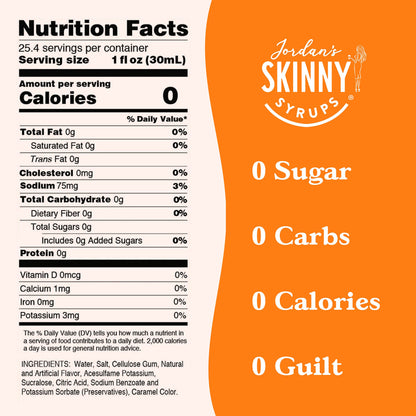 Jordan's Skinny Syrups Sugar Free Coffee Syrup, Vanilla Flavor Drink Mix, Zero Calorie Flavoring for Chai Latte, Protein Shake, Food and More, Gluten Free, Keto Friendly, 25.4 Fl Oz, 2 Pack