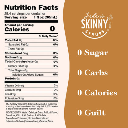 Jordan's Skinny Syrups Sugar Free Coffee Syrup, Vanilla Flavor Drink Mix, Zero Calorie Flavoring for Chai Latte, Protein Shake, Food and More, Gluten Free, Keto Friendly, 25.4 Fl Oz, 2 Pack