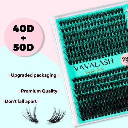 VAVALASH DIY Lash Extension Kit 280 Clusters Individual Lashes Kit 30D 40D 0.07D-10-16mm Lash Clusters, Lash Bond and Seal, Lash Tweezer for DIY Eyelash Extension at Home（Kit-30D+40D-0.07D-10-16MIX）