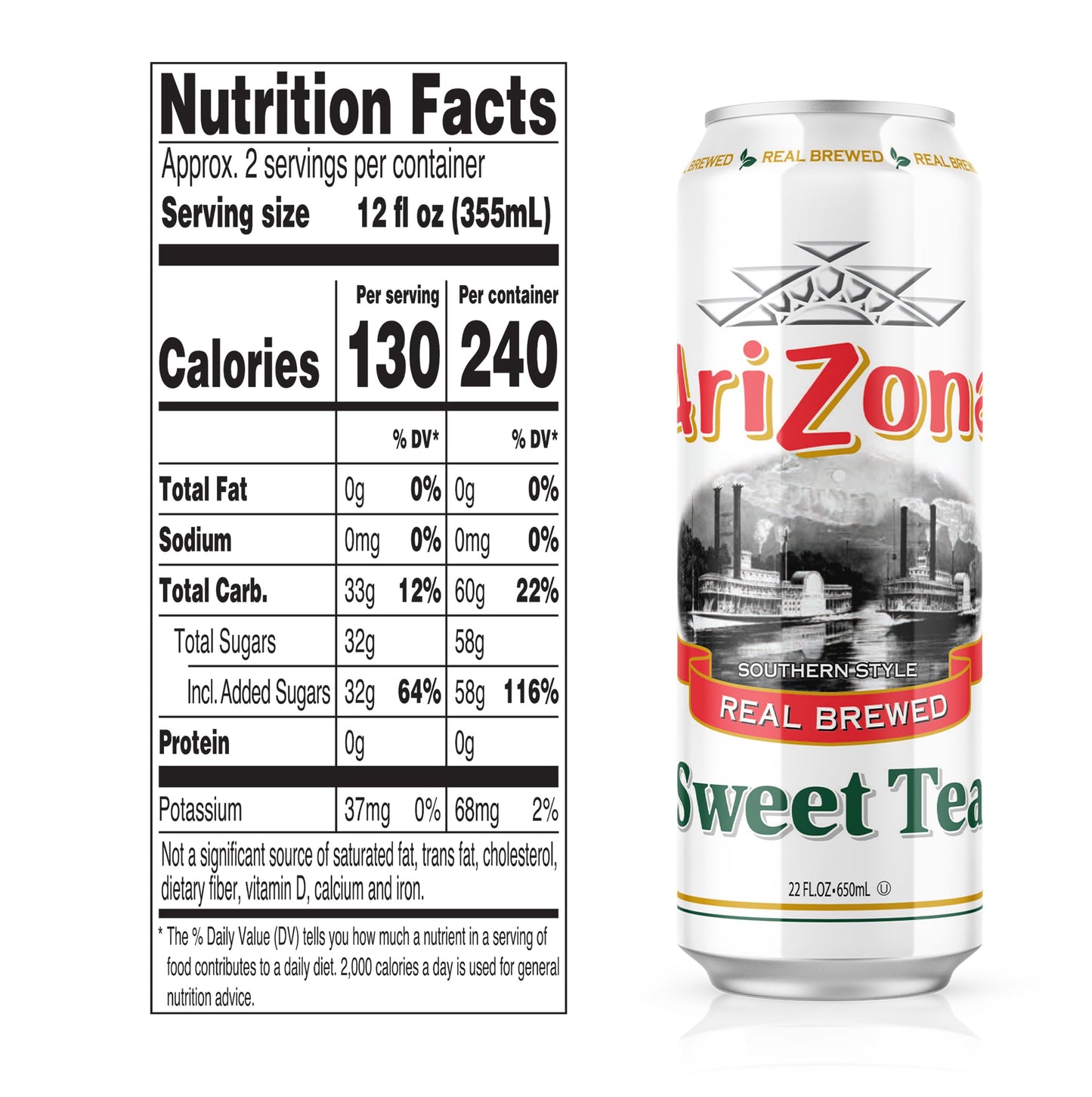 AriZona Green Tea with Ginseng and Honey - Big Can, 22 Fl Oz (Pack of 24)