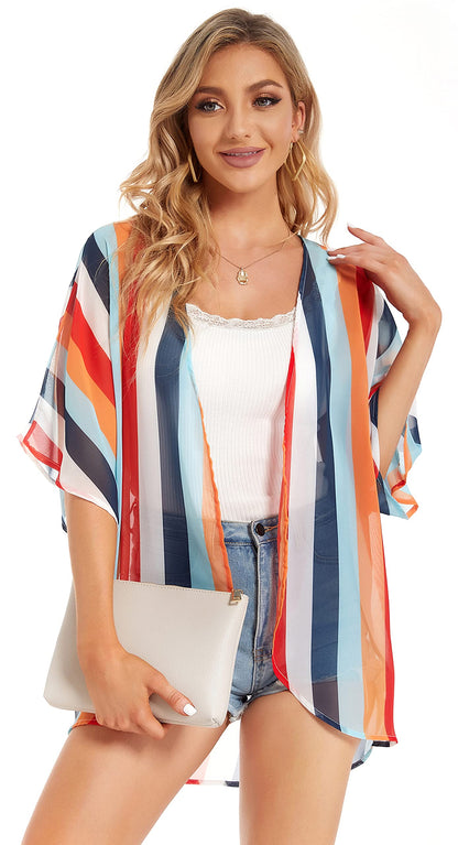 Womens Kimono Beach Cover Up Chiffon Cardigan Floral Tops Loose Capes