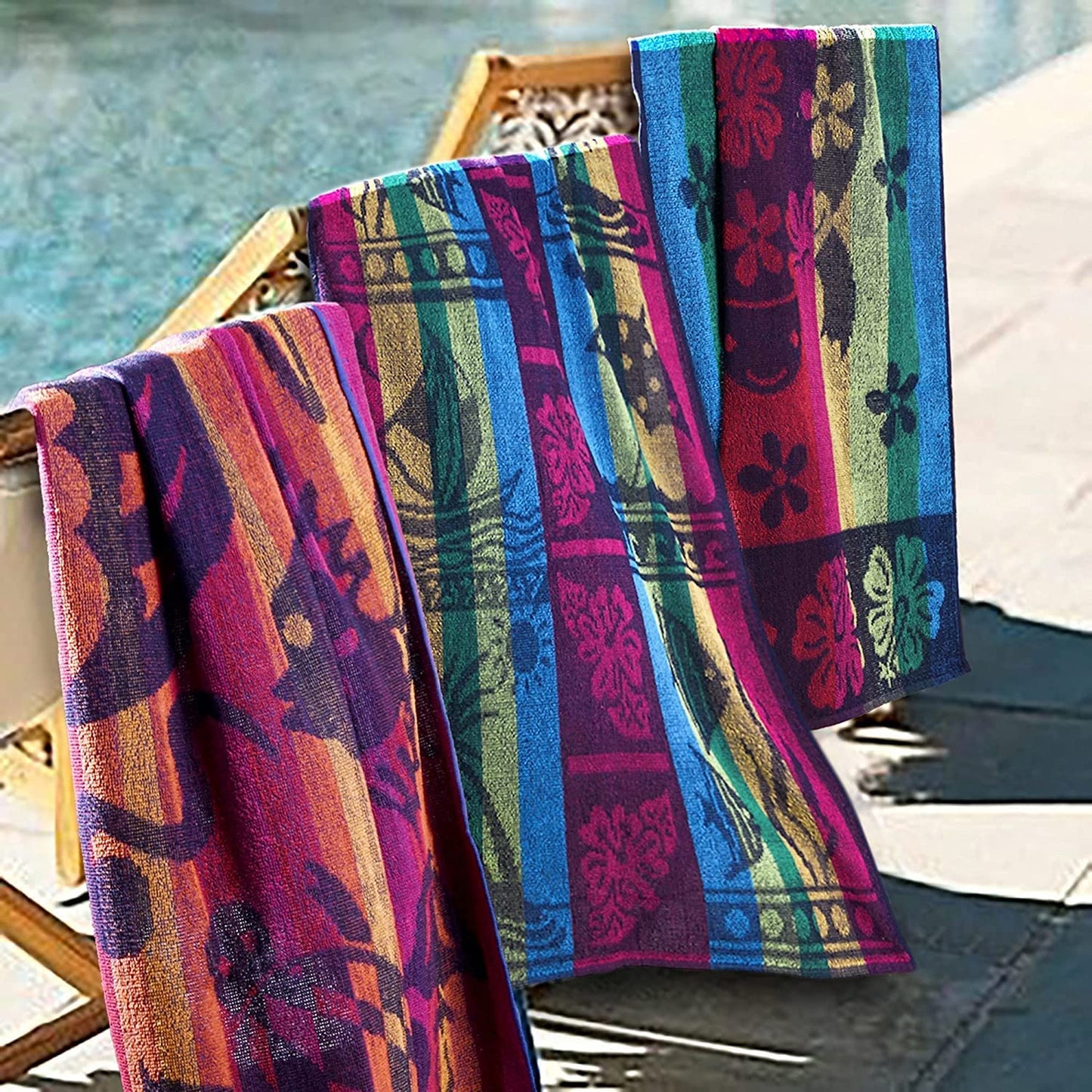 BolBom*S Cotton Beach Towels- Hammam Classic Pool Towel 30 x 60 Inches Oversized Soft Beach Towels for Adults - Luxury Beach Bath Towels - Summer Gifts Beach Accessories - Pack of 6