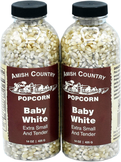 Amish Country Popcorn - Baby White (6 Pound Bag) - Small & Tender Popcorn - Old Fashioned And Delicious with Recipe Guide