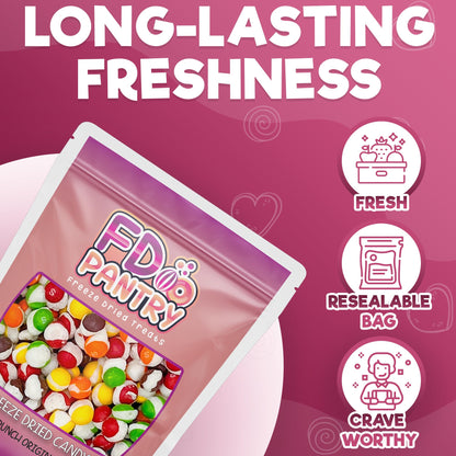 Fruit Crunch Original Candy Freeze Dried 16 oz 1 pound - Assortment Strawberry, Orange, Lemon, Grape, Lime Flavors Large 1lb Big Bag Pouch - Ideal Gift Snack 16oz