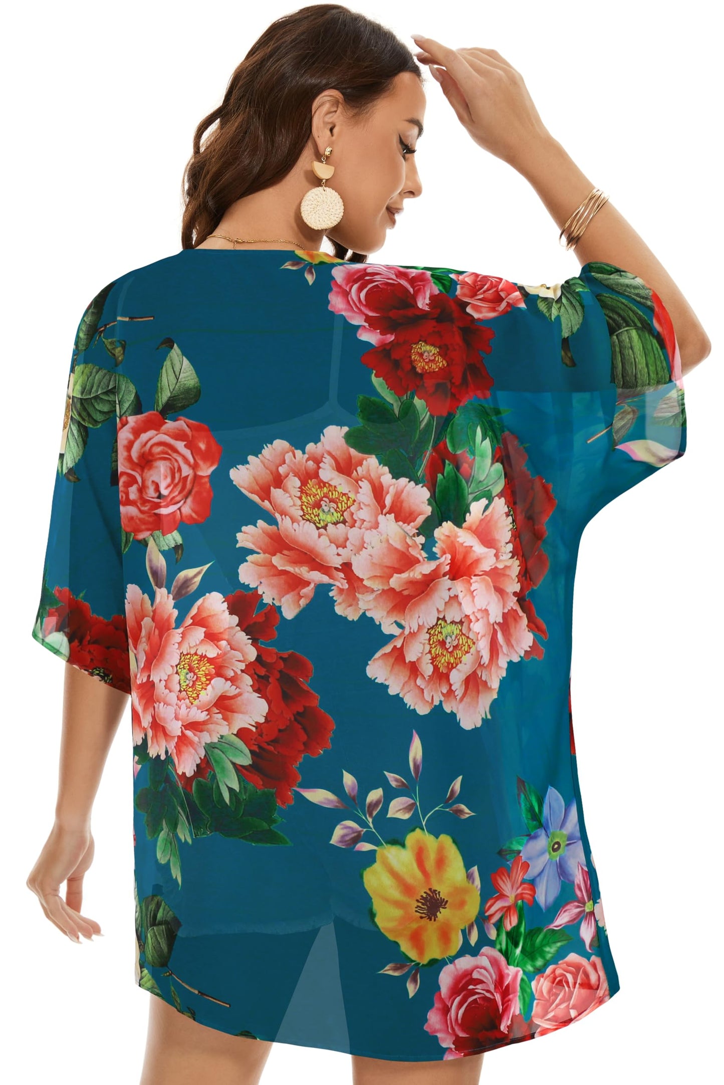 Womens Kimono Beach Cover Up Chiffon Cardigan Floral Tops Loose Capes