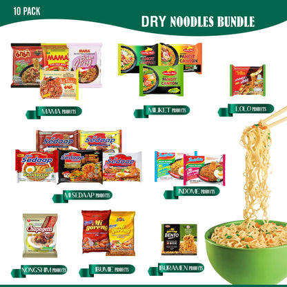 FOODIE BOXX Asian Instant Ramen Noodles Variety Pack with Cookies & Chopsticks (Dry)