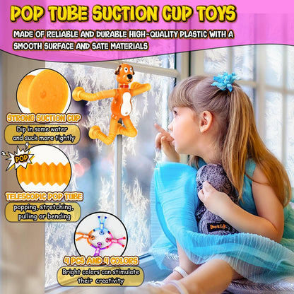 Autism Sensory Toys for Kid Boys Year Old Ages 4 5 6 7 8 9 10(4PCS), Suction Robot Toy Pop Tube Fidget Toys Autistic Travel Toys Valentine's Day Gift Easter Basket Stocking Stuffer for Kids