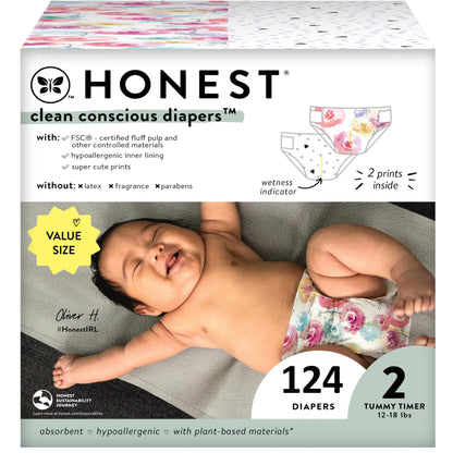 The Honest Company Clean Conscious Diapers | Plant-Based, Sustainable | Above It All + Pandas | Club Box, Size Newborn, 72 Count