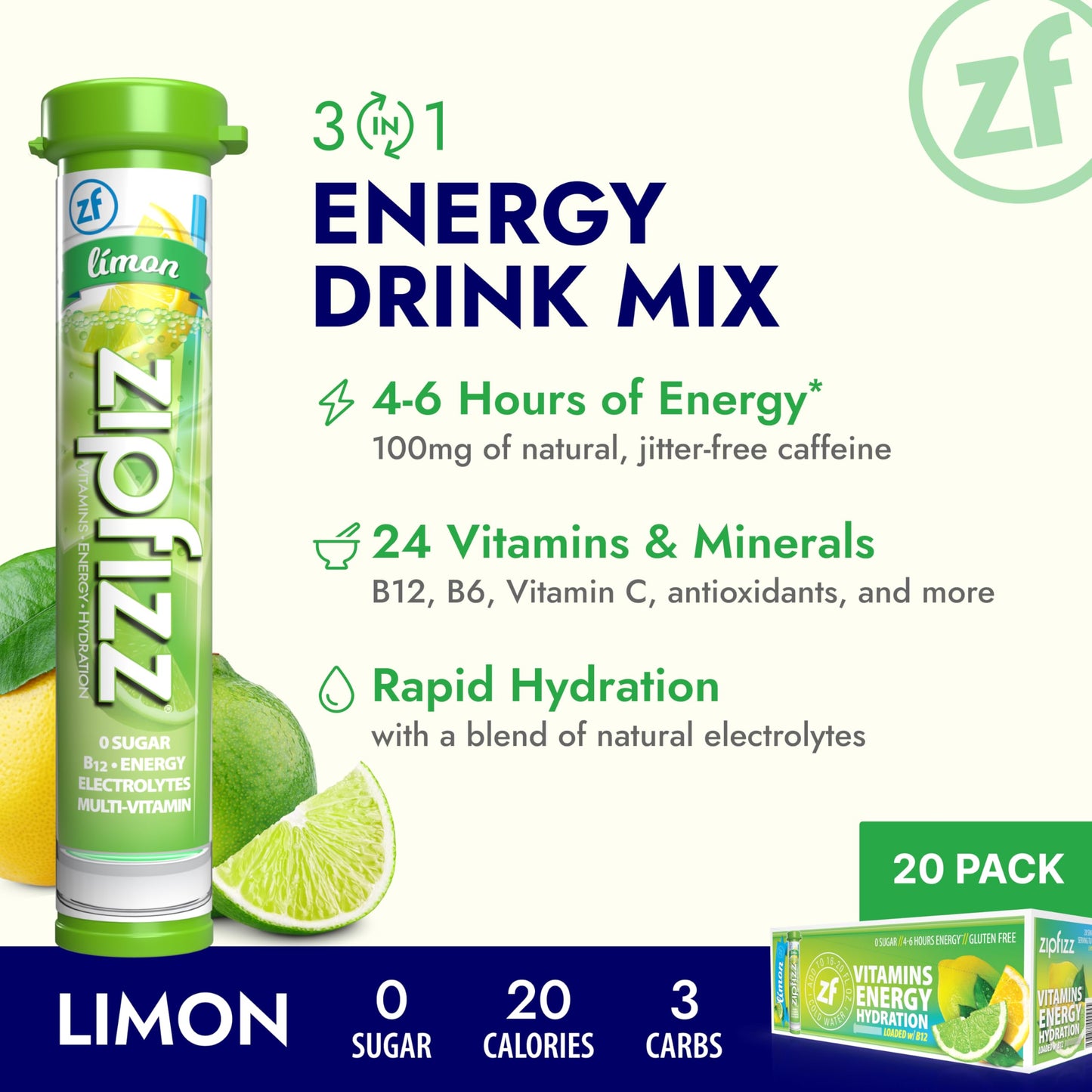 Zipfizz Energy Drink Mix, Electrolyte Hydration Powder with B12 and Multi Vitamin, Berry (12 Count)