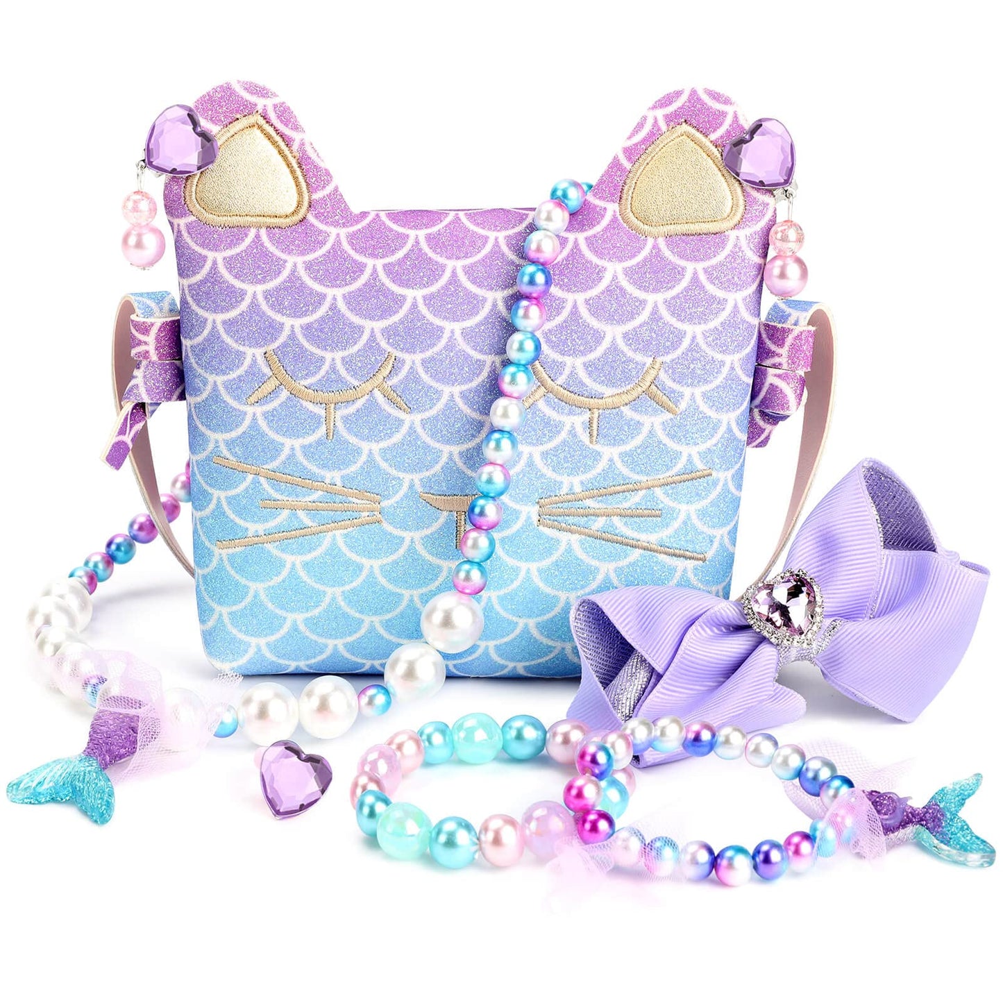 mibasies Purse for Little Girls Dress Up Jewelry Pretend Play Kids Accessories Mermaid Gifts