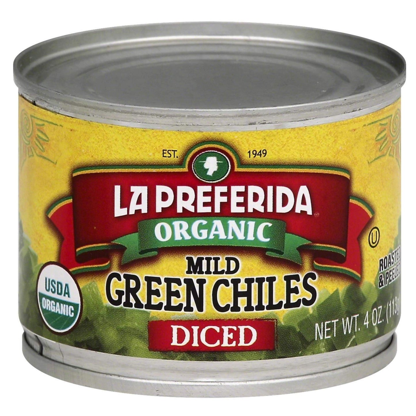 La Preferida Organic Green Chiles, Mild-Diced,4 Ounce (Pack of 3)