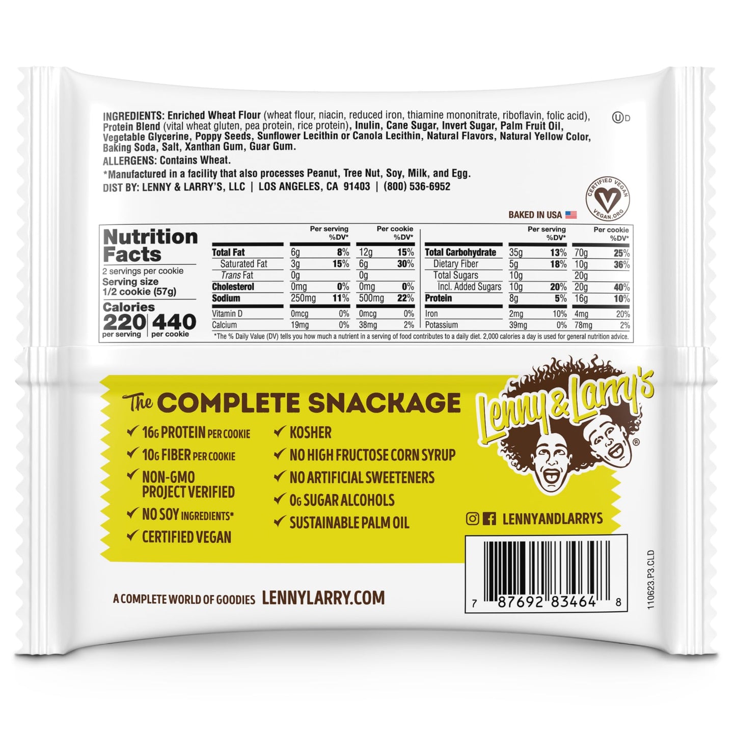 Lenny & Larry's The Complete Cookie, White Chocolate Flavored Macadamia, Soft Baked, 16g Plant Protein, Vegan, Non-GMO, 4 Ounce Cookie (Pack of 12)