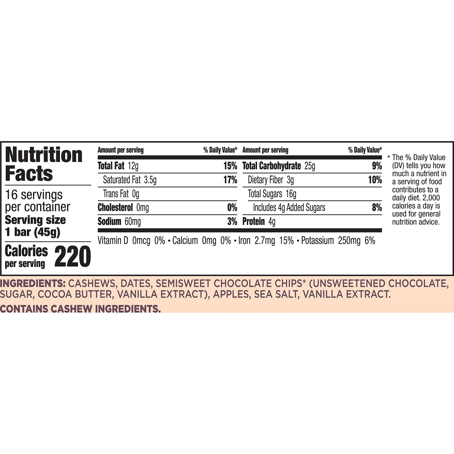 Larabar Chocolate Chip Cookie Dough, Gluten Free Fruit & Nut Bar, 18 Ct