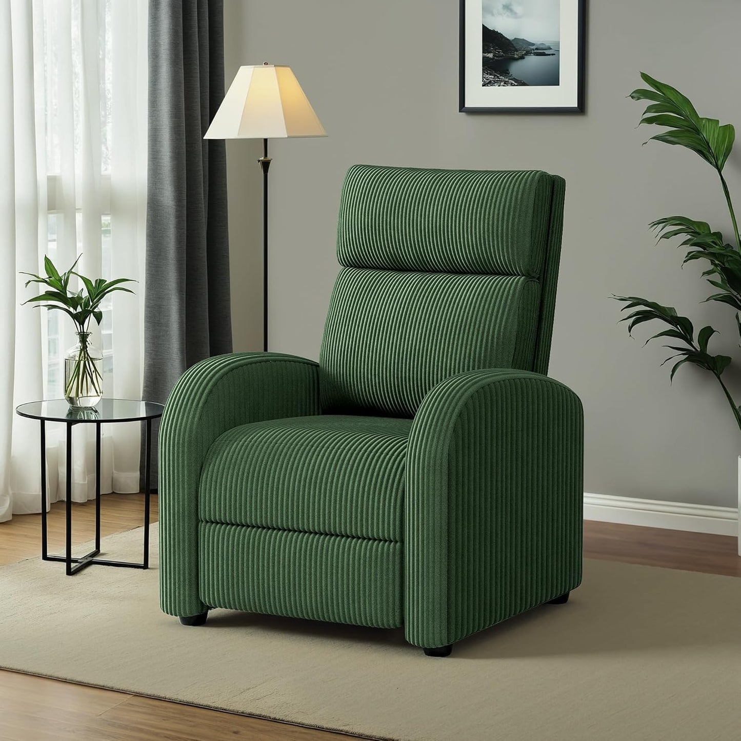 YESHOMY Recliner Chair for Adults, Adjustable Modern Single Sofa with Padded Seat Backrest for Living Room, with Lumbar Support, Green