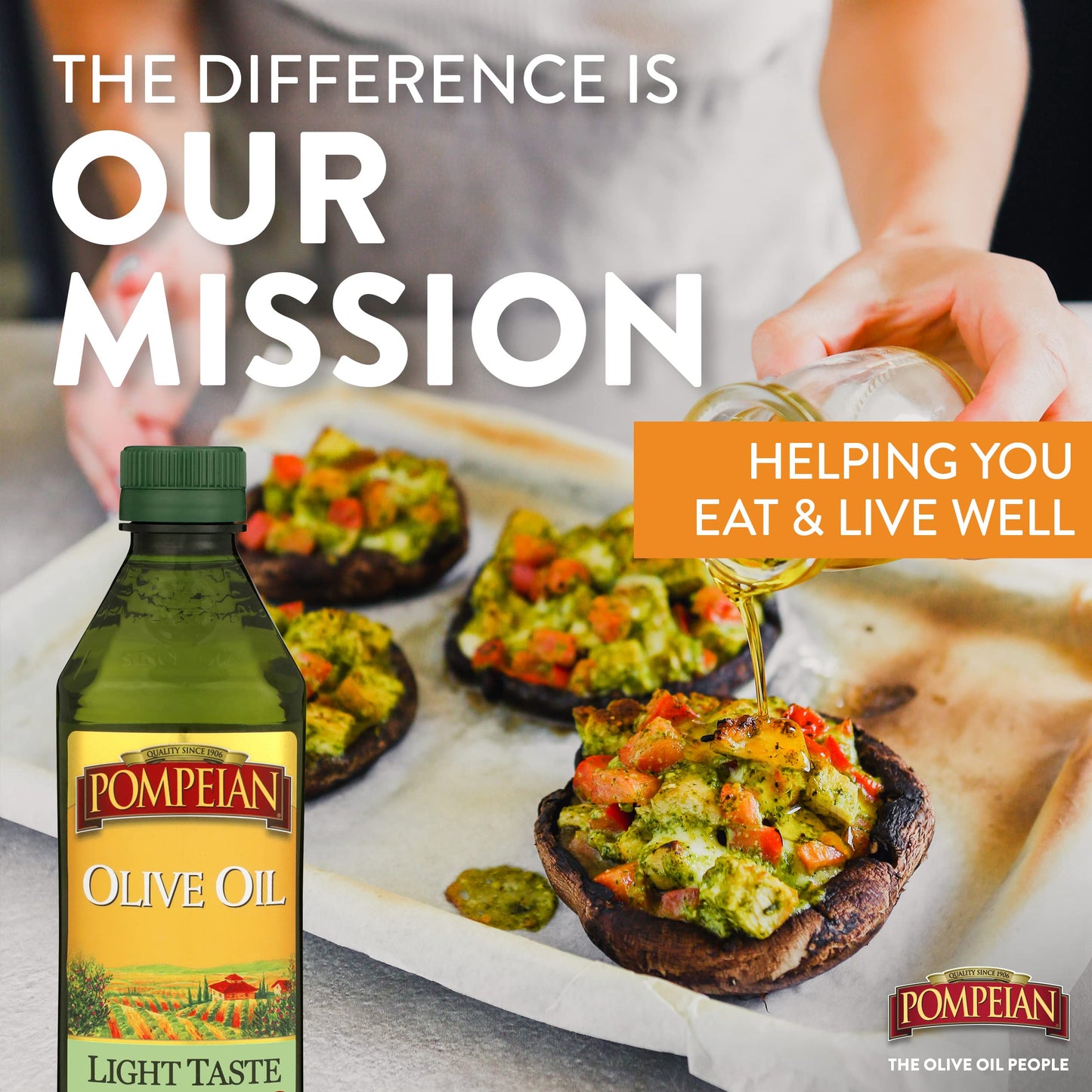 Pompeian Light Taste Olive Oil, Subtle Flavor, Perfect for Frying & Baking, Naturally Gluten Free, Non-Allergenic, Non-GMO, 32 FL. OZ.